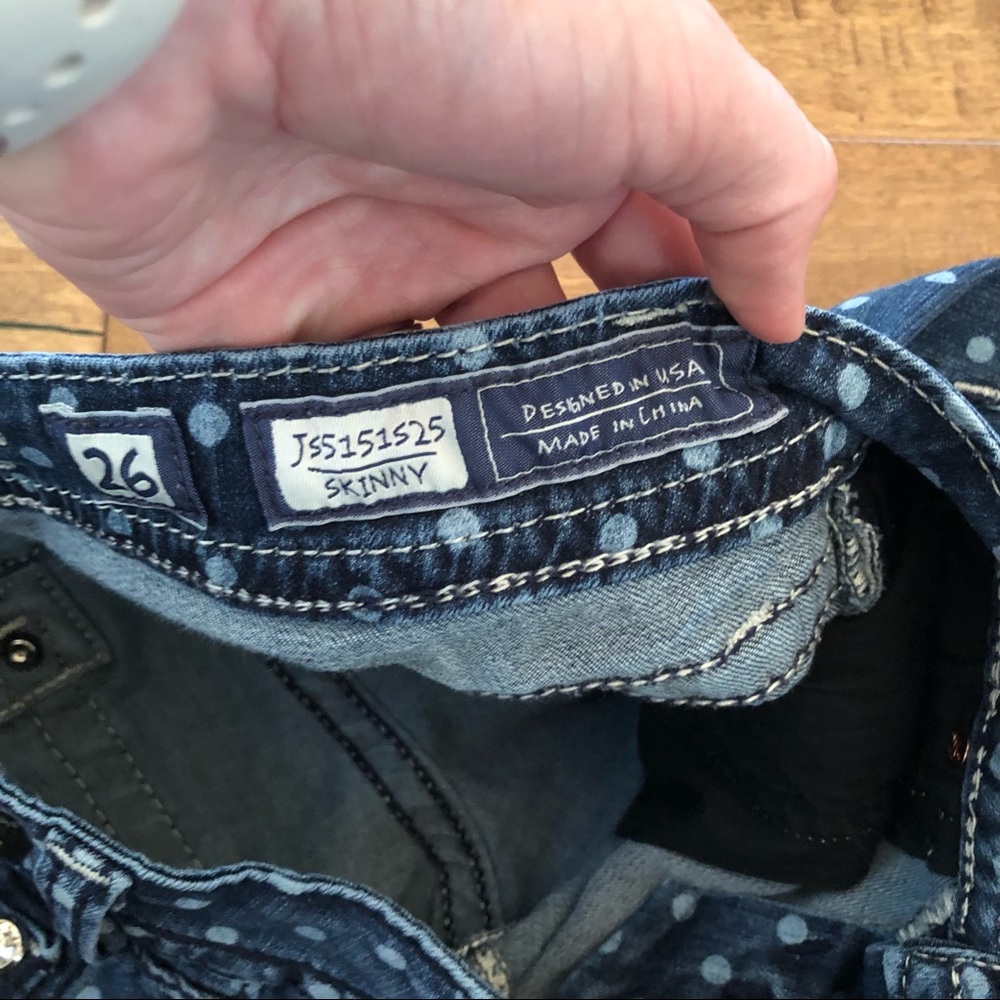 Polka Dot Skinny Jeans - Navy - Picture 6 of 8